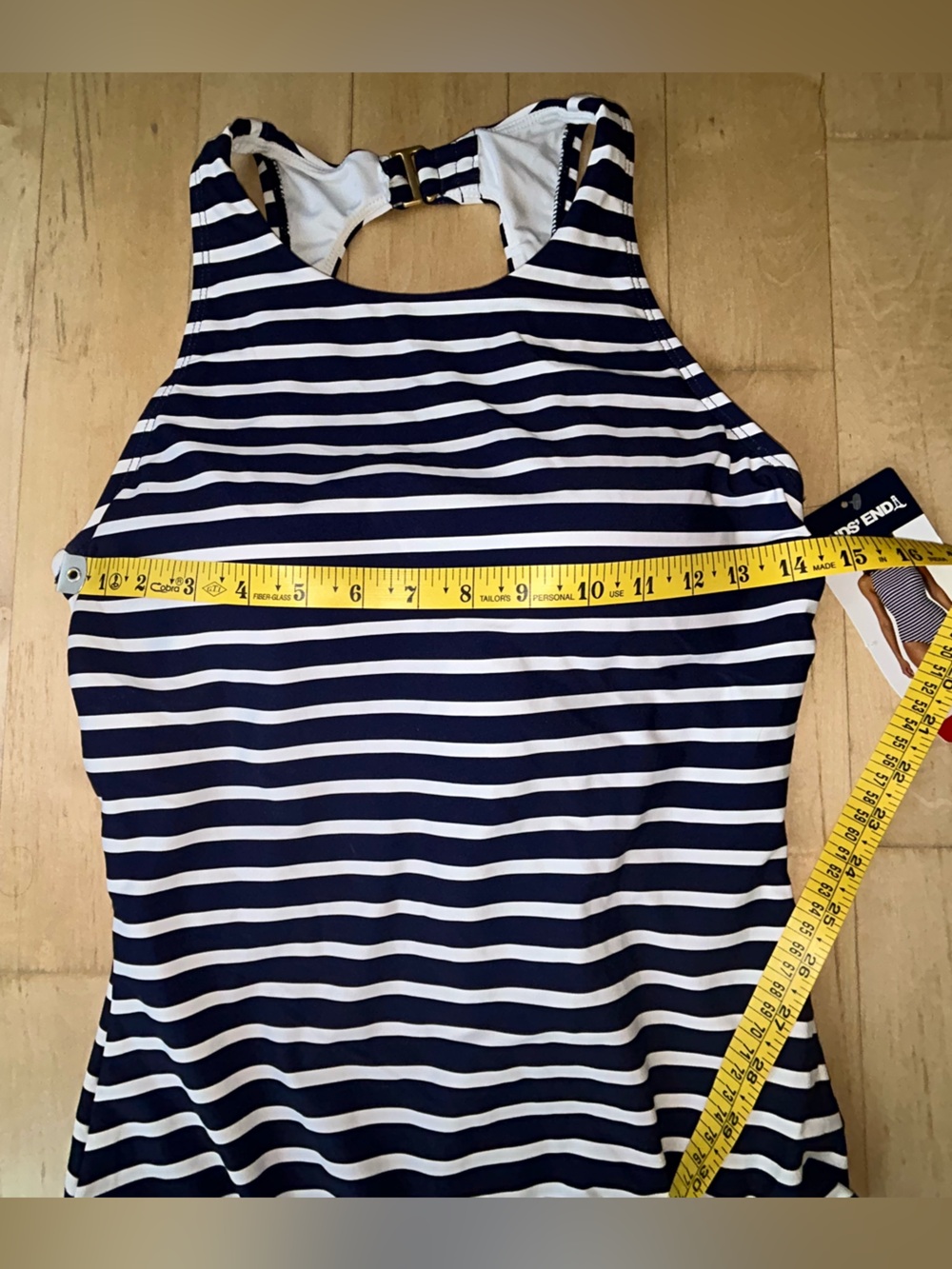 Lands' End Women’s One Piece Horizontal Stripe Swimsuit Navy/White Medium NWT - Picture 8 of 14